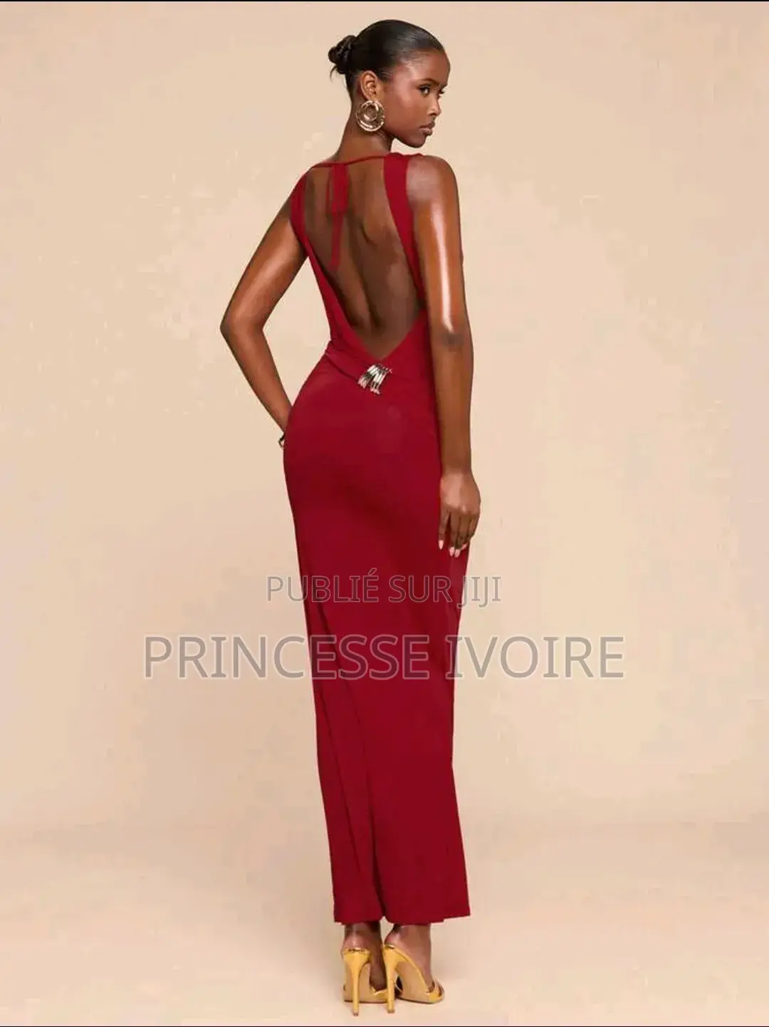 Robe Élégante Et Sexy , Sans Manche Dos Nu Avec Boucle