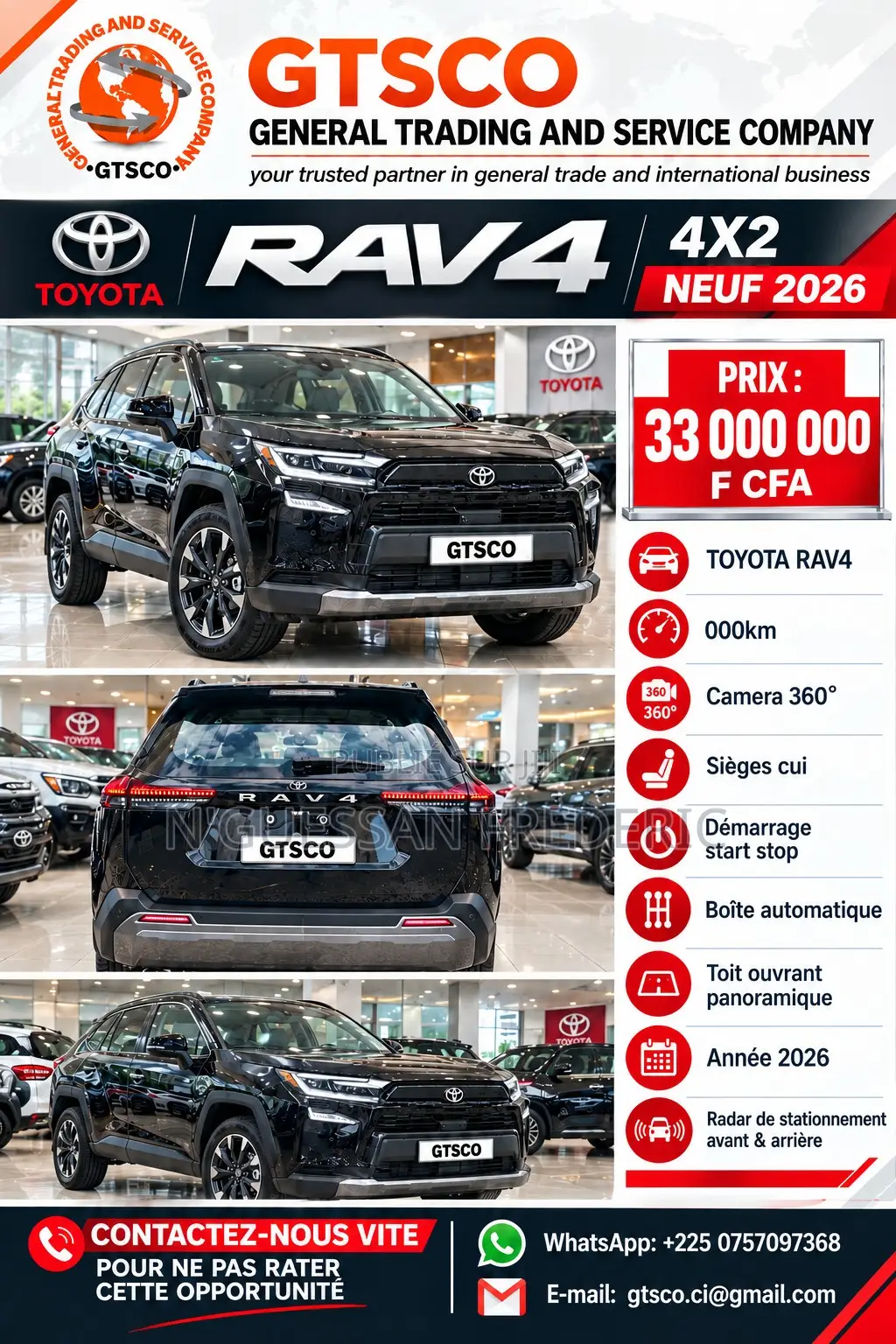 Nouveau Toyota RAV4 2026 Noir