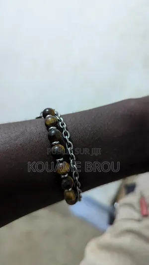 Bracelet en Acier Inoxydable Avec Œil De Tigre