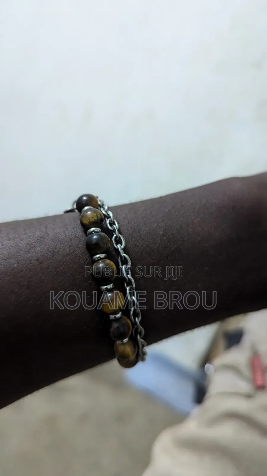 Bracelet en Acier Inoxydable Avec Œil De Tigre