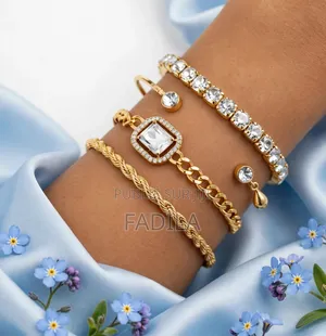  Lot De 4 Bracelets Dorés Élégants 