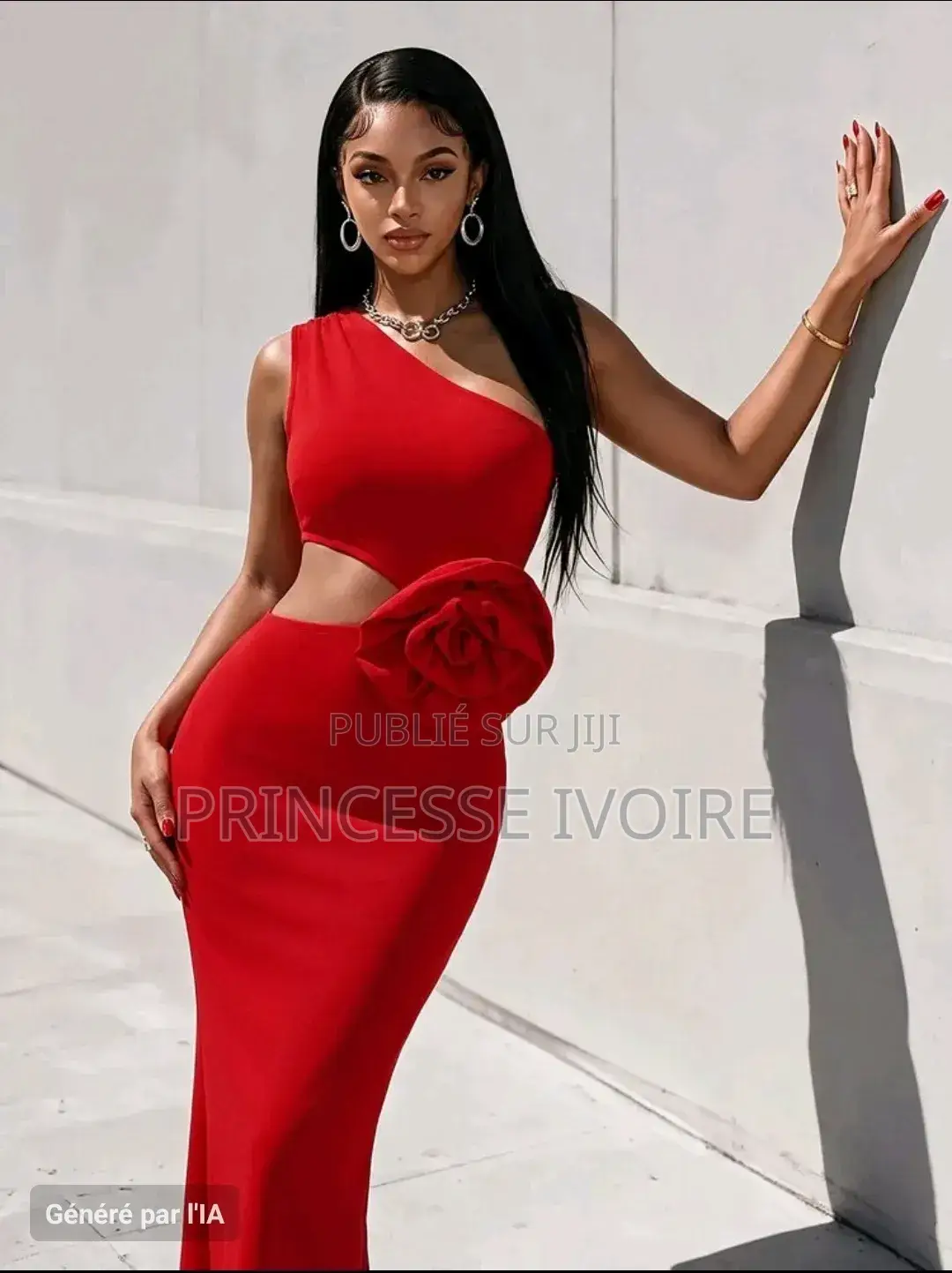 Robe Élégante À Une Épaule Avec Fleur