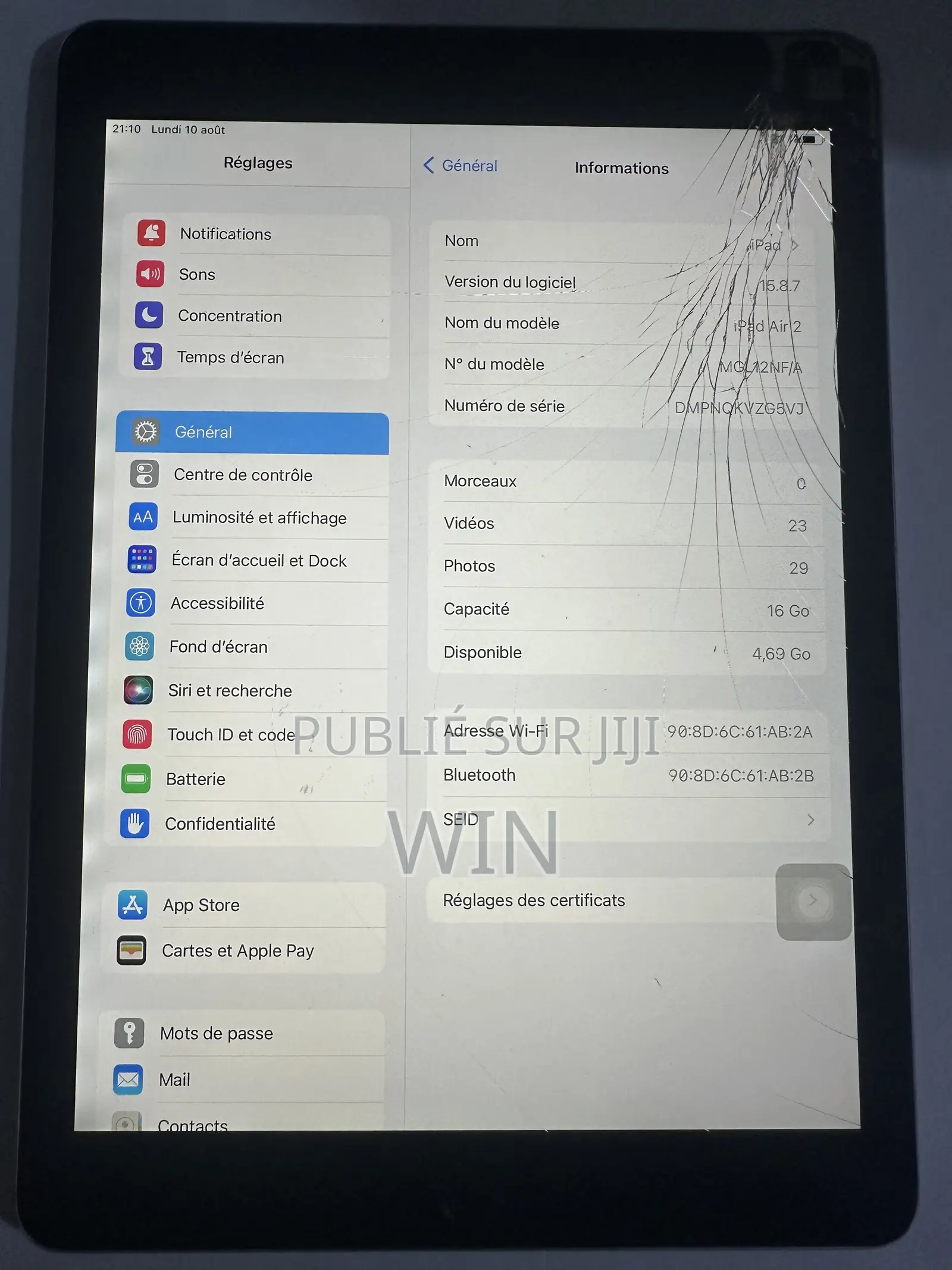 Pomme iPad Air 2 16 GB Gris