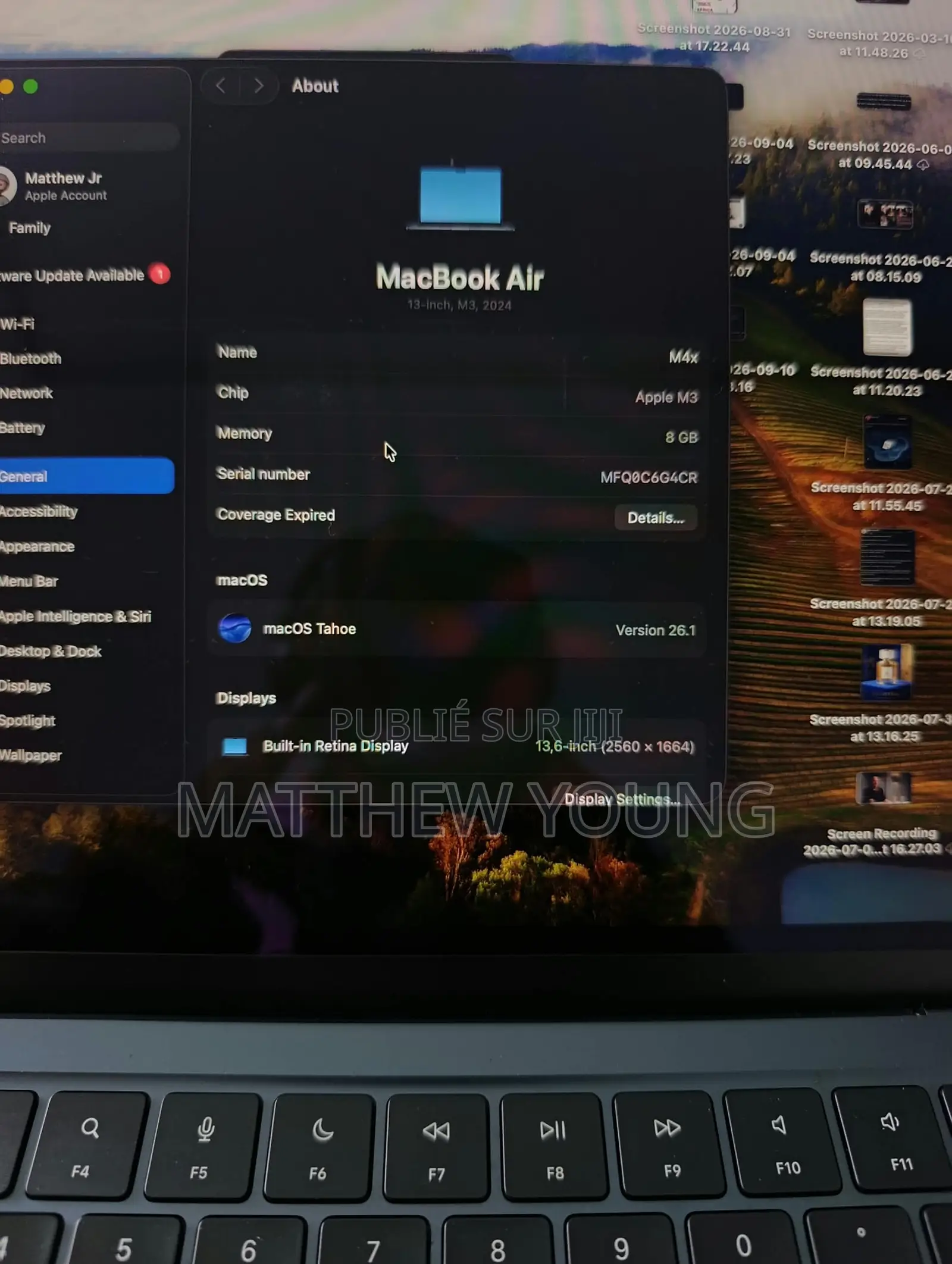 Ordinateur portable Pomme MacBook Air 2024 M3 8GB Apple M3 SSD 256GB