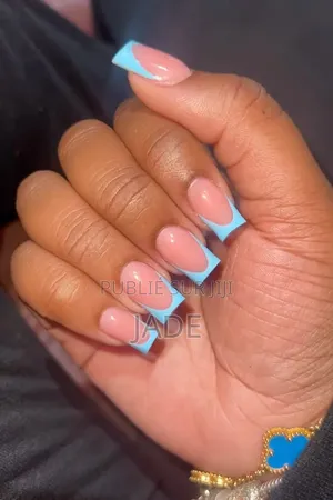 Faux Ongles French Bleue Mains,et Pieds