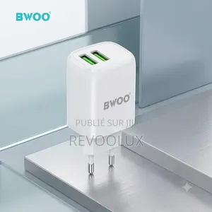 Chargeur Secteur Double USB BWOO + Câble iPhone (Lightning) Inclus