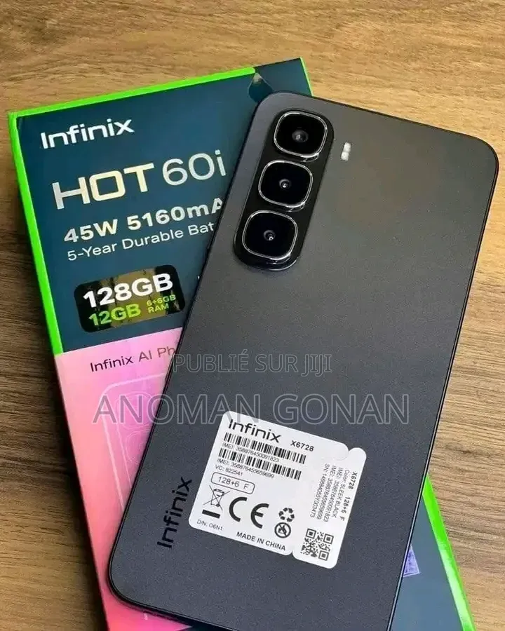 Nouveau Infinix Hot 60i 128 GB Noir