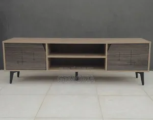 Meuble TV Contemporain Gris Anthracite Motifs Géométriques