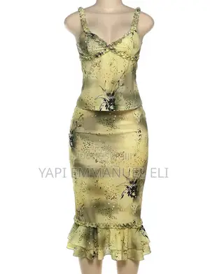 Chat Bizarre, Y2K, Volants, Patchwork, Camisole + Jupes