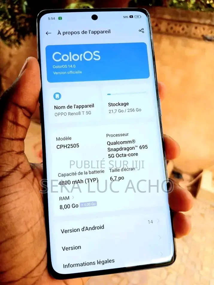 Nouveau Oppo Reno 8T 256 GB Noir