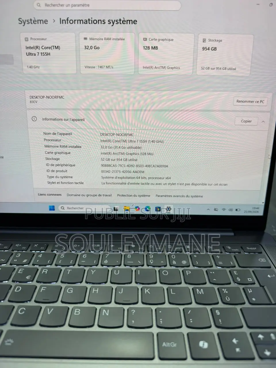 Ordinateur portable Lenovo Yoga 7i 32GB Intel Core Ultra 7 SSD 1T