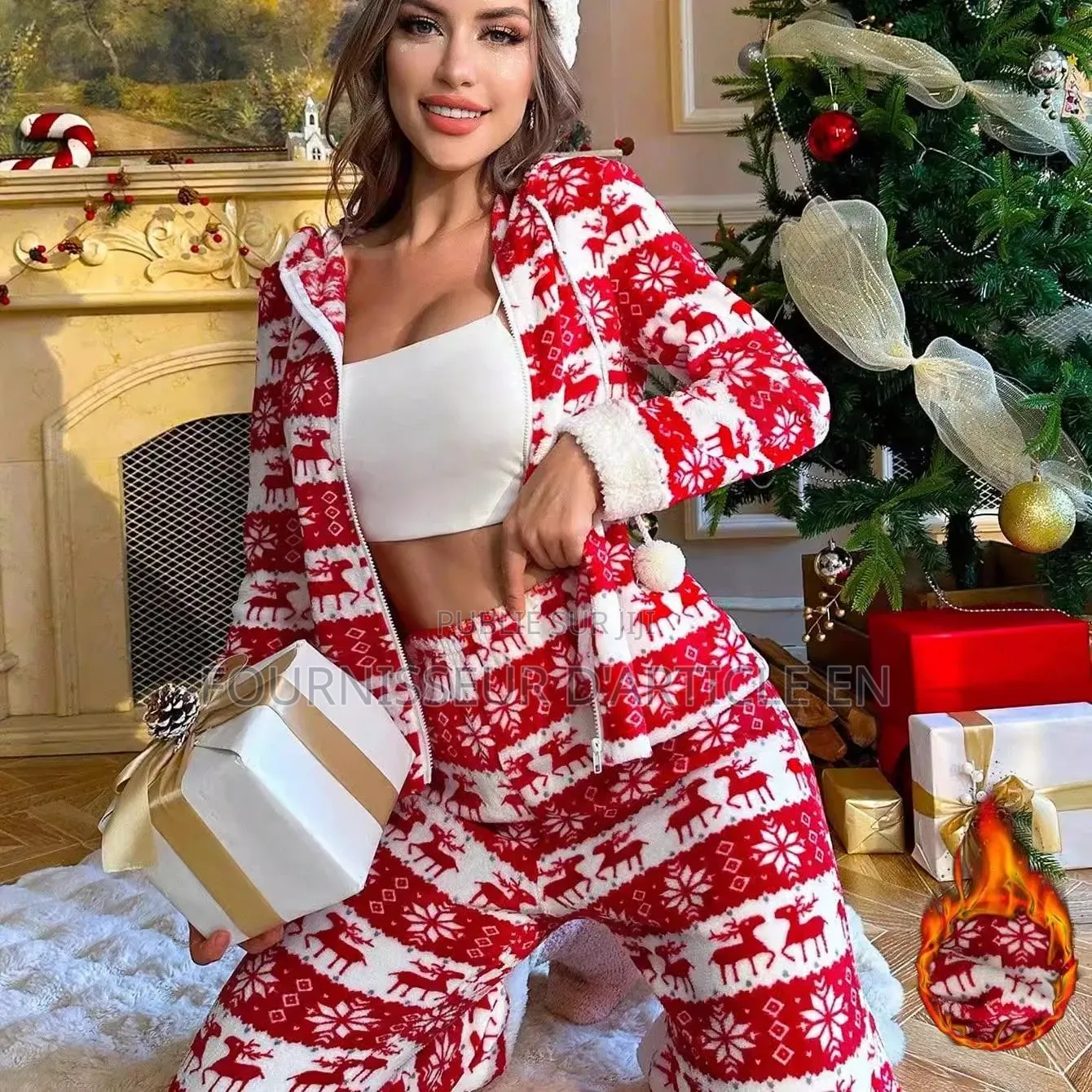 Ensemble Pyjama Deux Pièces Pour Femme Noël