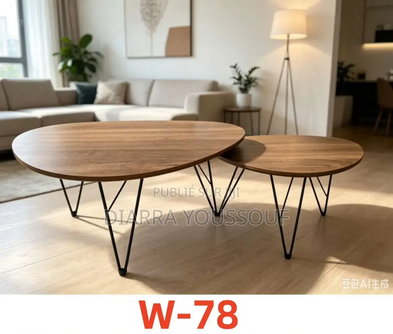 Ensemble De 2 Tables Basses Gigognes en Bois – W-78