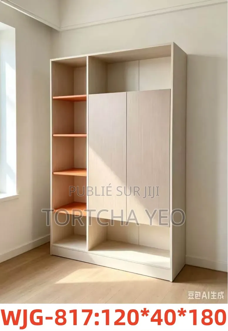 Armoire Design 120x180 – Portes Coulissantes Étagères Ouvertes