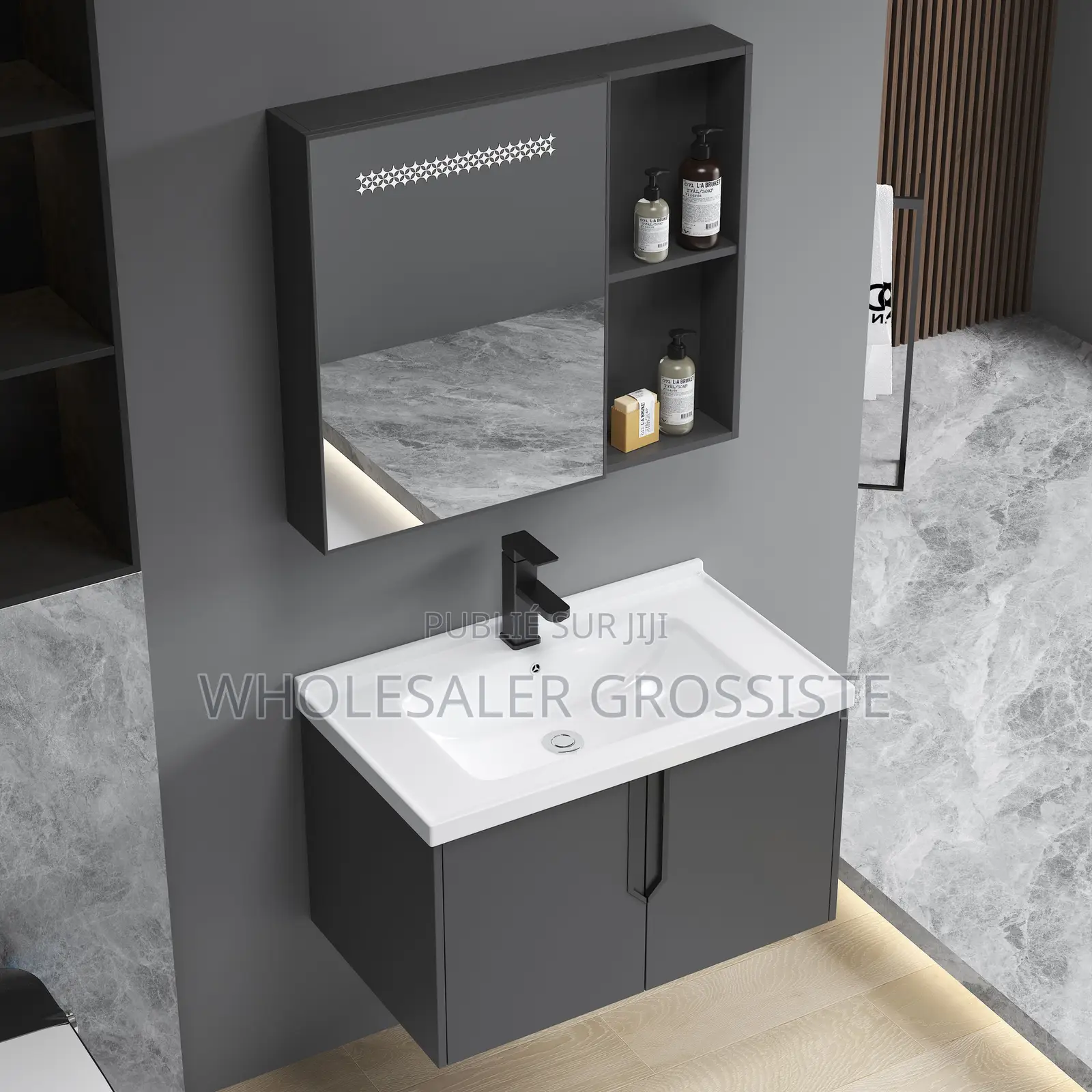Ensemble Meuble-Lavabo De Salle De Bain Moderne Suspendu.
