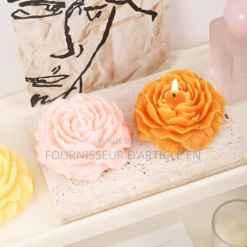 Bougie Décorative en Forme De Pivoine Parfumée.