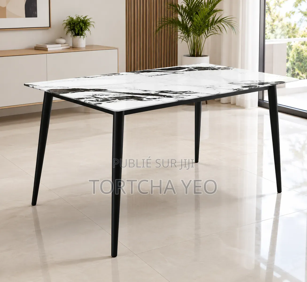  Élégance Modernité – Table Marbre 4 Places + Livraison Gratuite