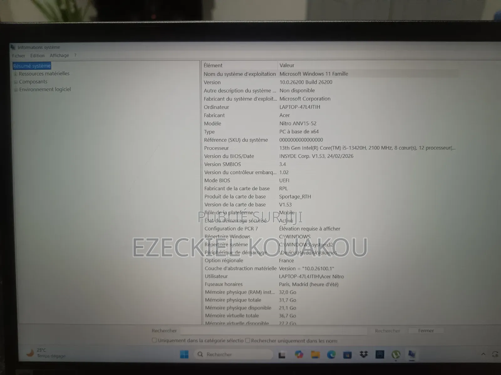 Ordinateur portable Acer Nitro V 15 32GB Intel Core i5 SSD 512GB