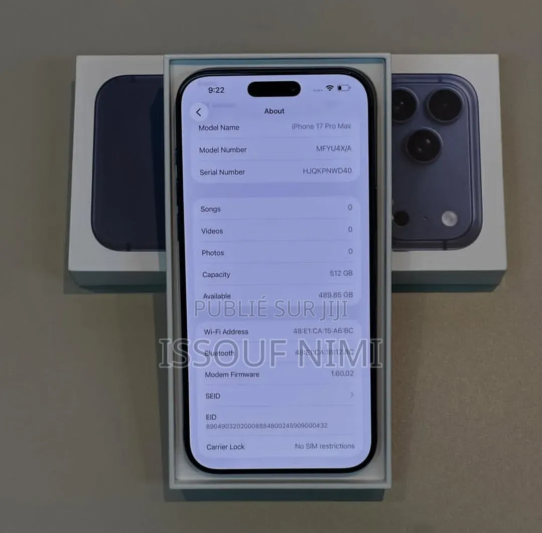 Nouveau Apple iPhone 17 Pro Max 512 GB Bleu