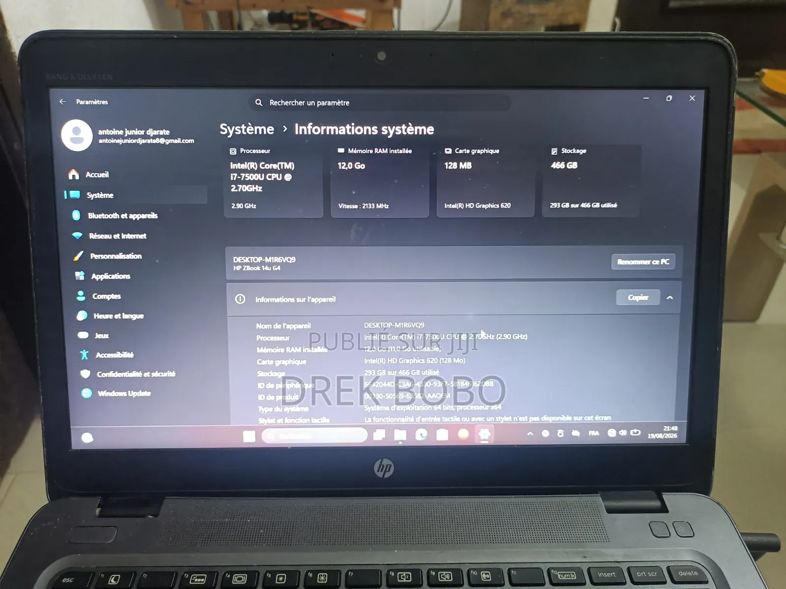 Ordinateur portable HP ZBook 14u G4 12GB Intel Core i7 SSD 500GB