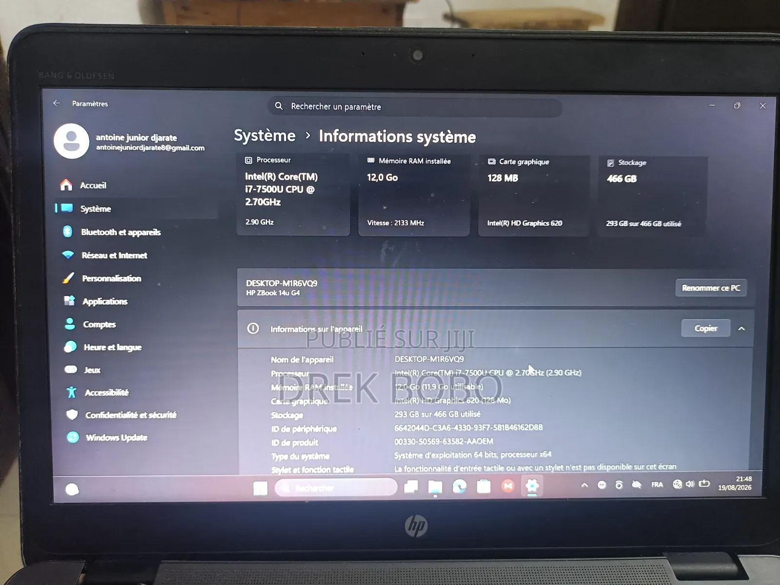 Ordinateur portable HP ZBook 14u G4 12GB Intel Core i7 SSD 500GB