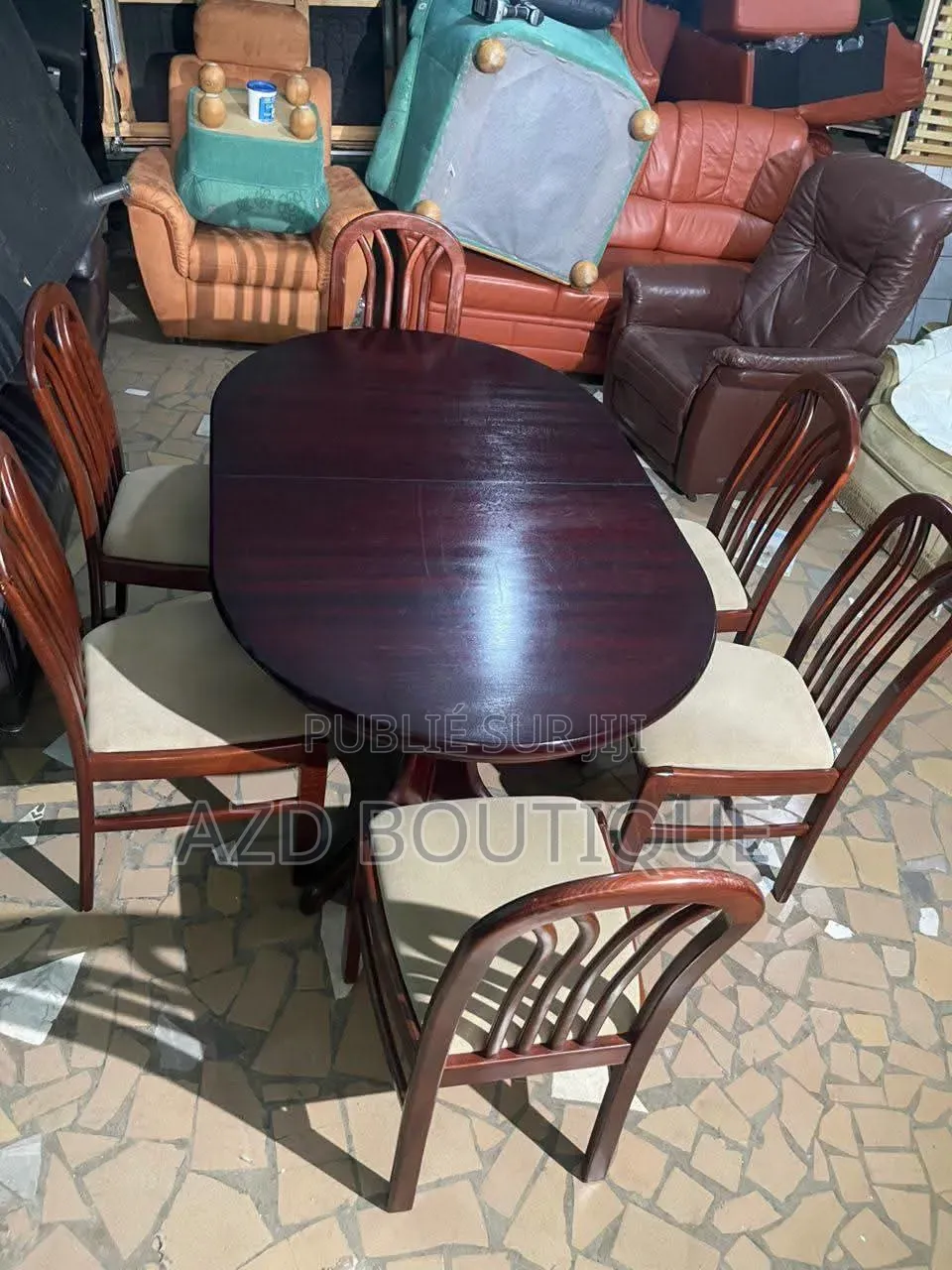 Table À Manger Extensible 6 Chaises en Bois De Qualité Import Usa