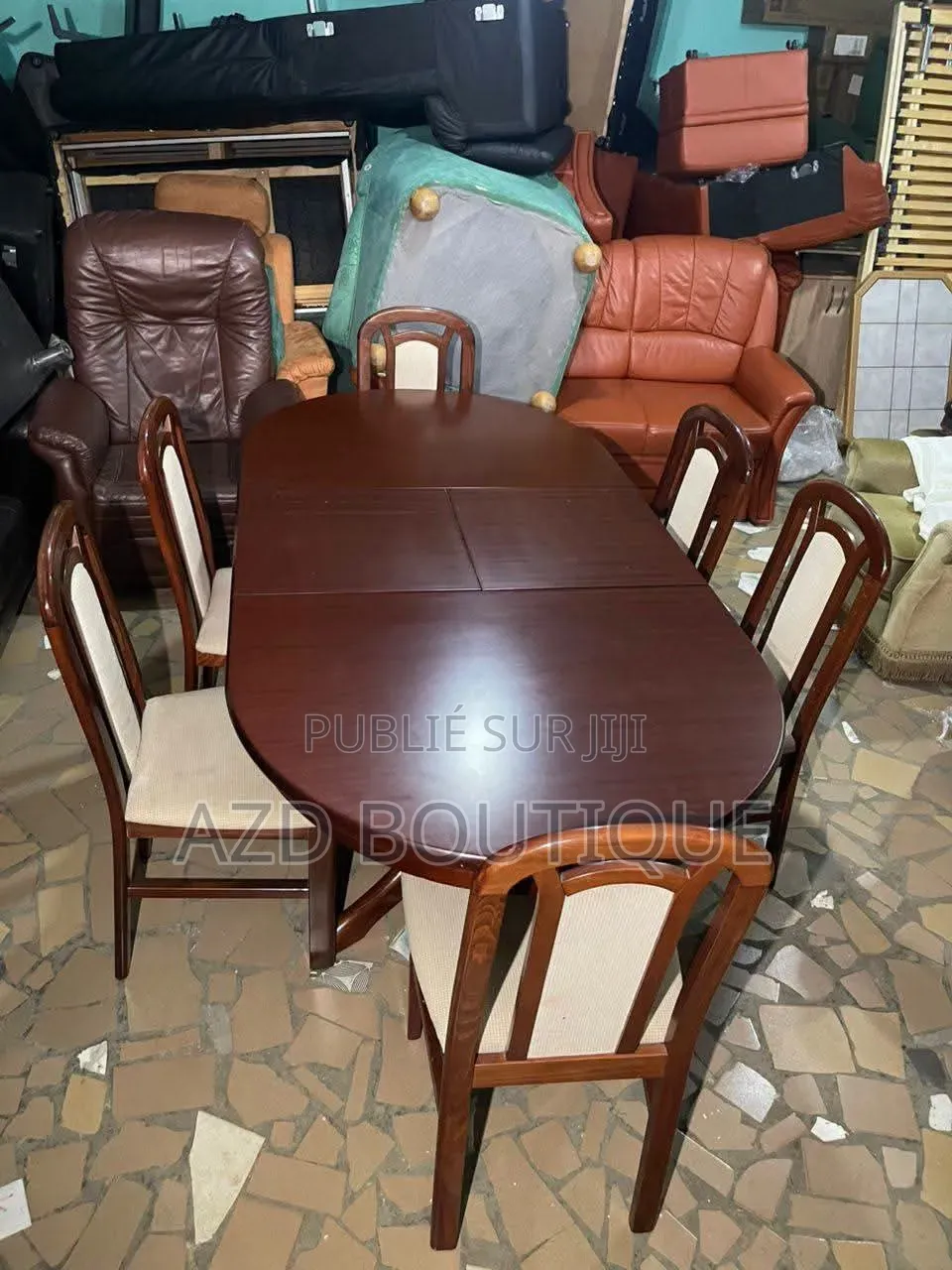 Table À Manger Extensible 6 Chaises en Bois De Qualité Import Usa
