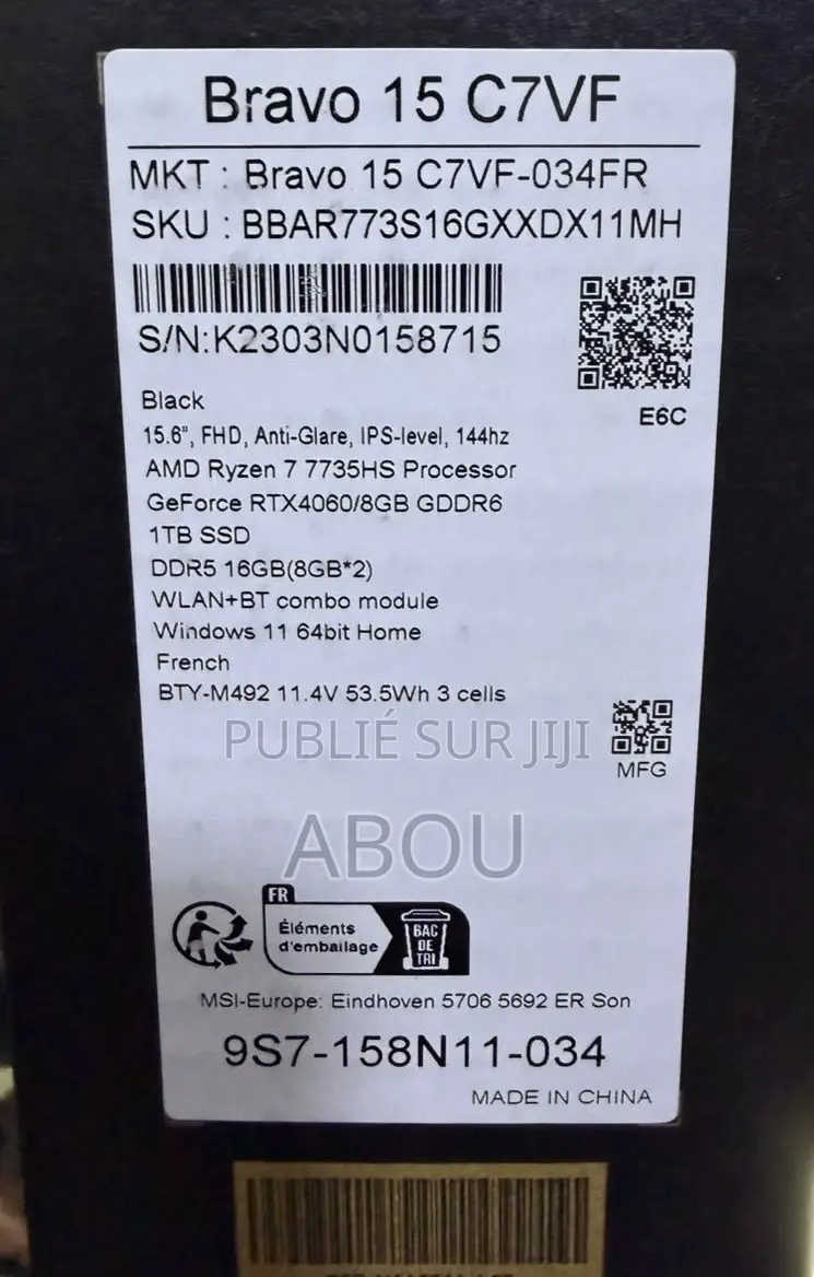 Ordinateur portable MSI CX700 16GB AMD Ryzen 7 SSD 1T