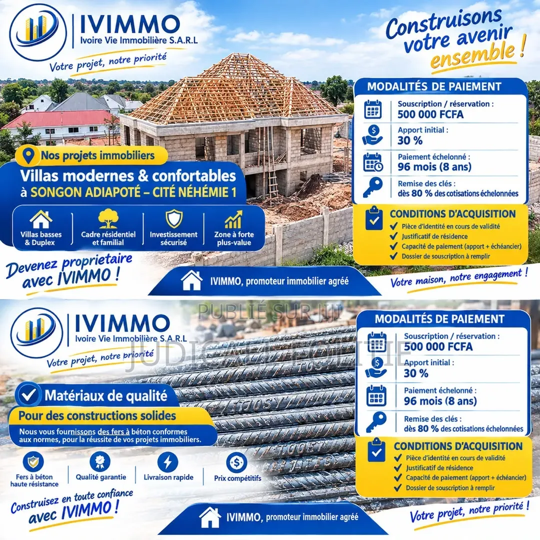 3chbre Villa dans Ivimmo, Songon à Vendre