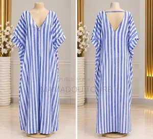 Robe Longue Rayée Bleu & Blanc – Élégante Et Décontractée