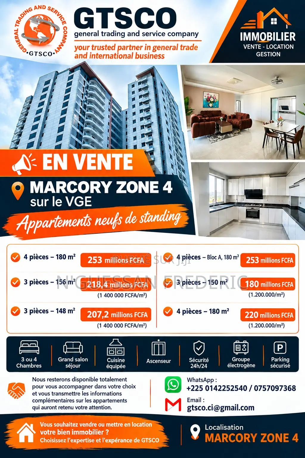 3chbre Appartement dans Marcory à Vendre