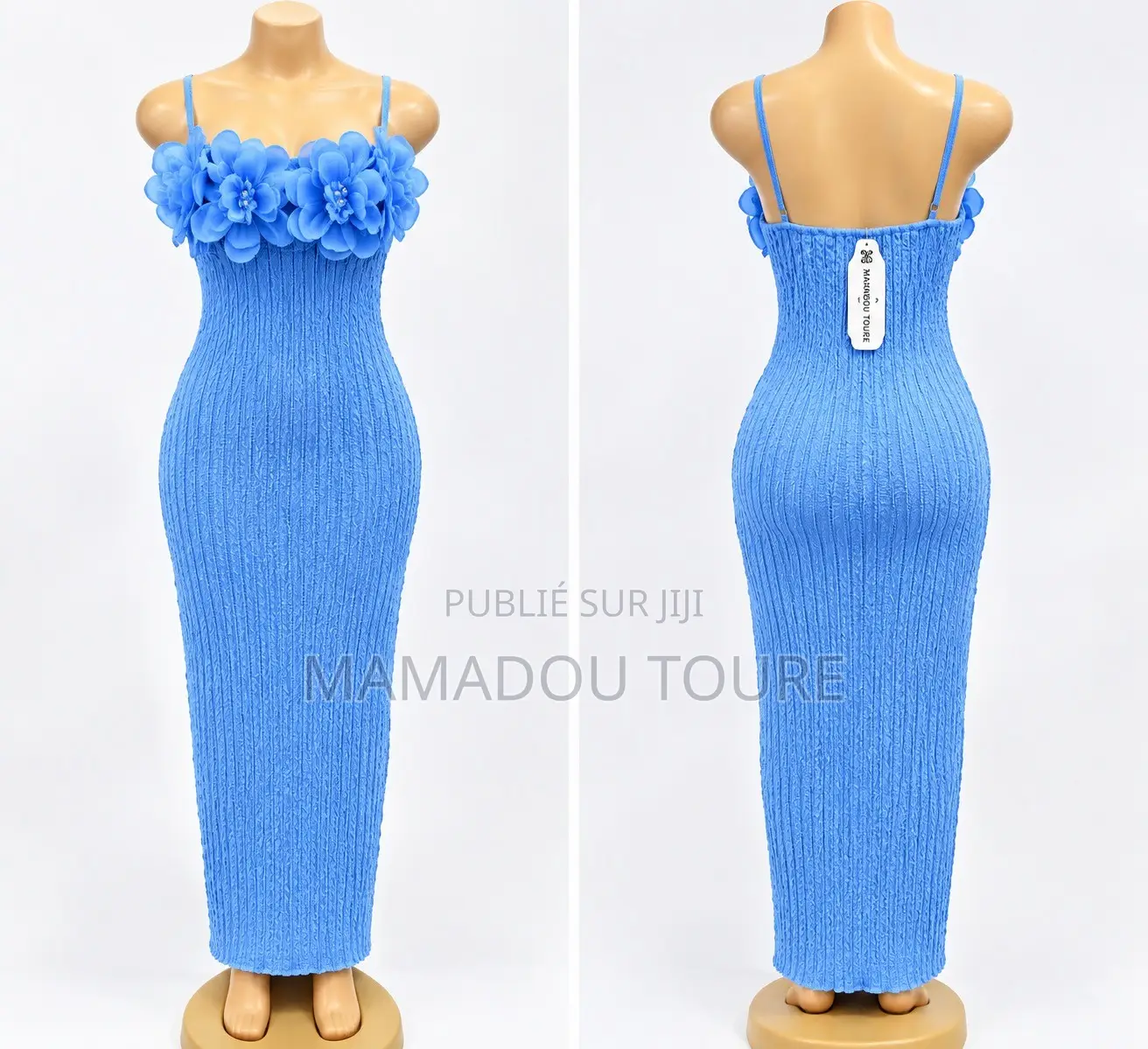 Robe Longue Moulante À Fleurs 3D – Élégante & Tendance