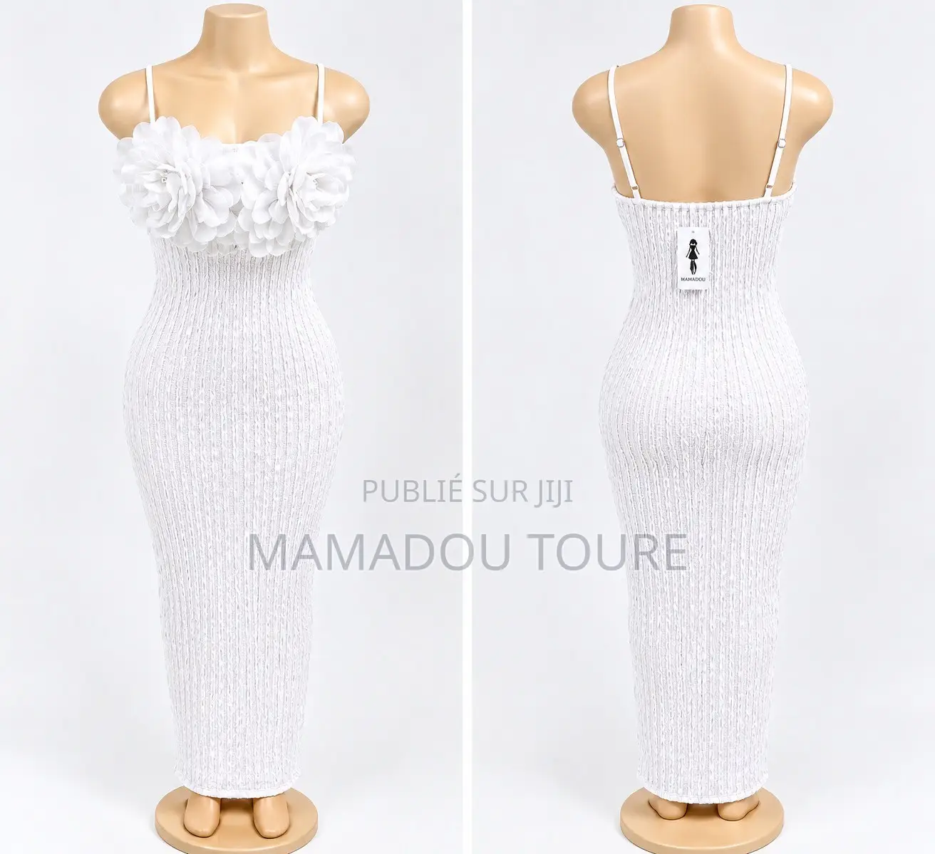 Robe Longue Moulante À Fleurs 3D – Élégante & Tendance