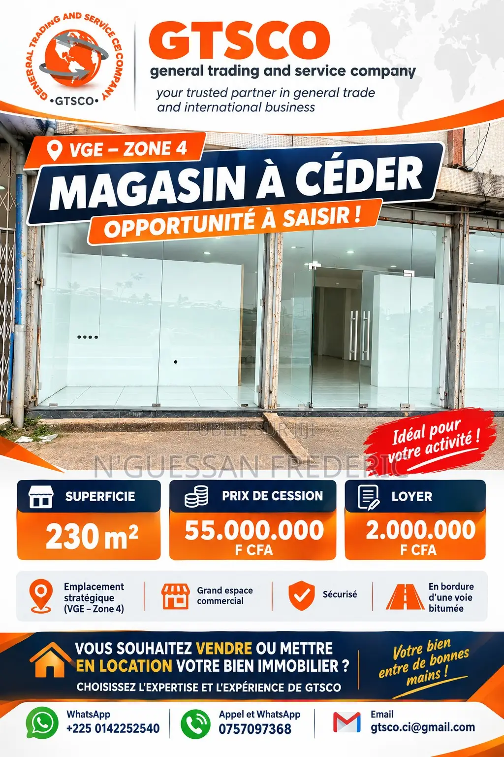 VGE Marcory Zone 4 Magasin De 230m2 À Céder
