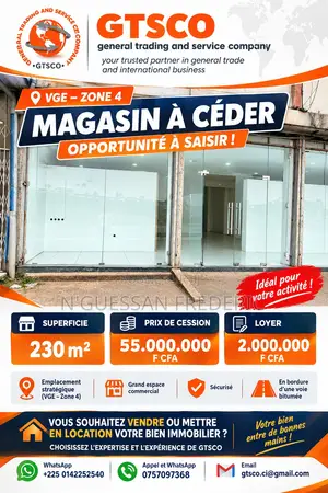 VGE Marcory Zone 4 Magasin De 230m2 À Céder
