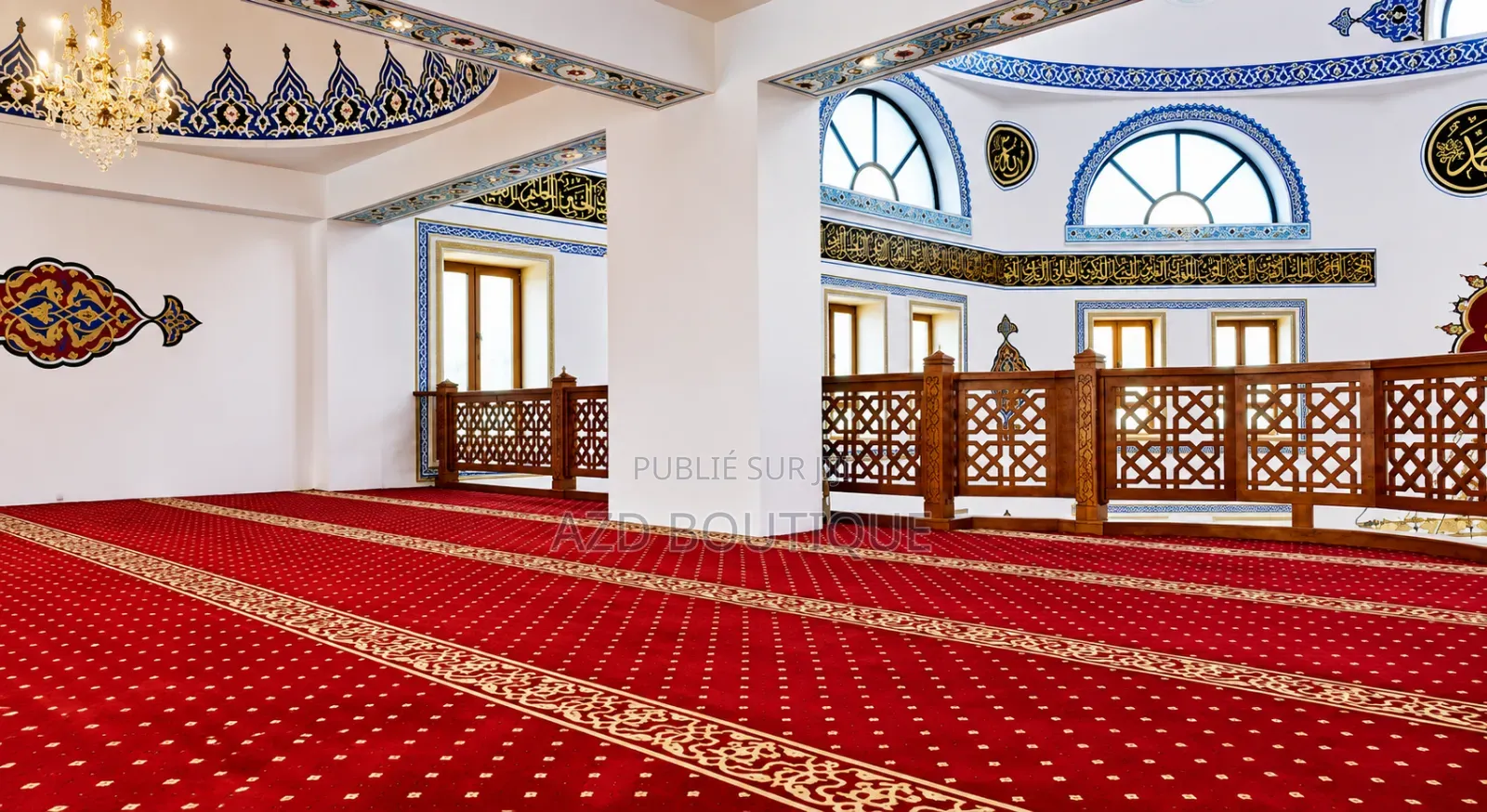 TAPIS DE PRIÈRE POUR MOSQUÉE ( Rouge,bleu,vert ) M2 Et Rouleau De 30m2