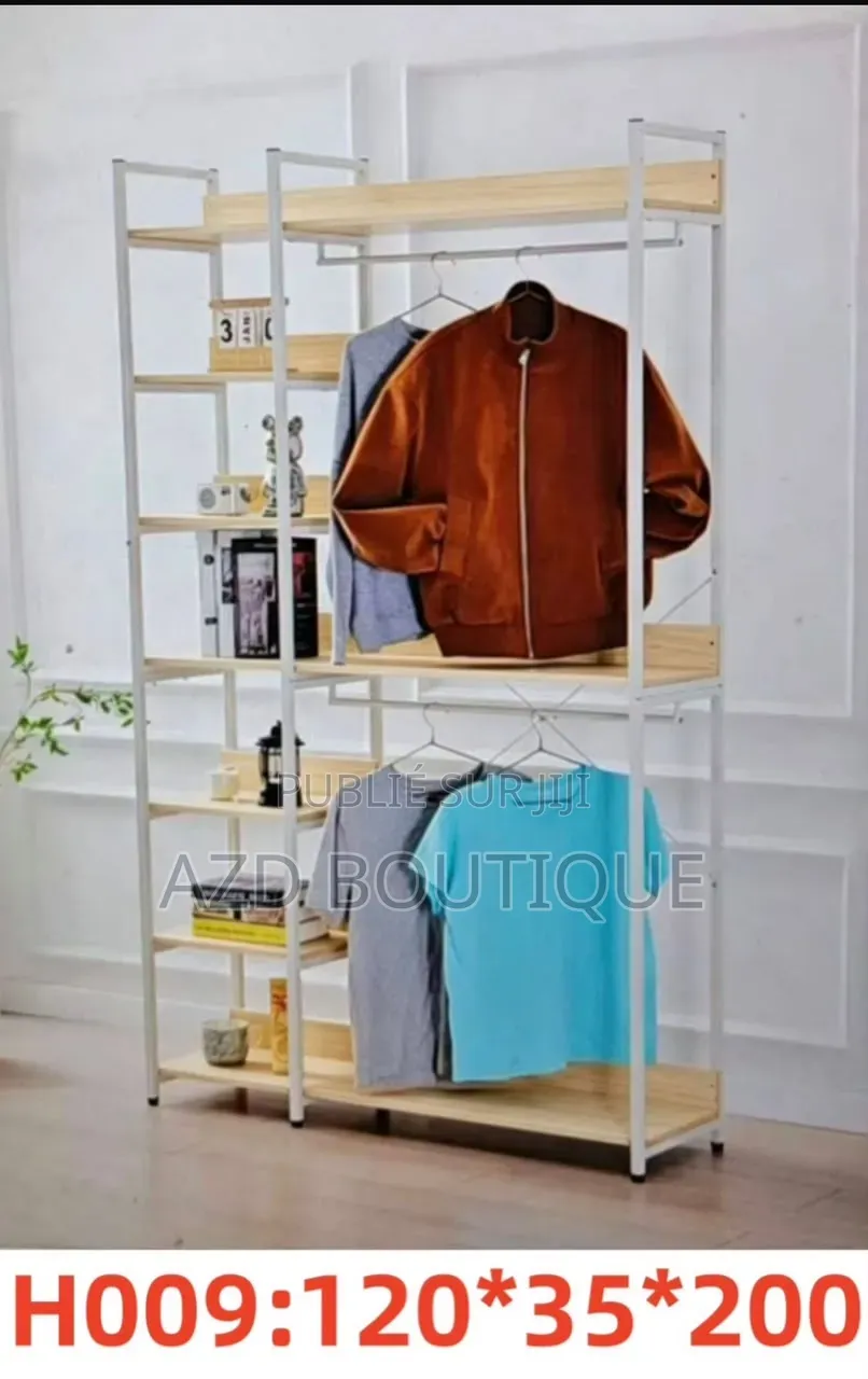 Dressing Ouvert Double Penderie & Étagères Multi-Rangements