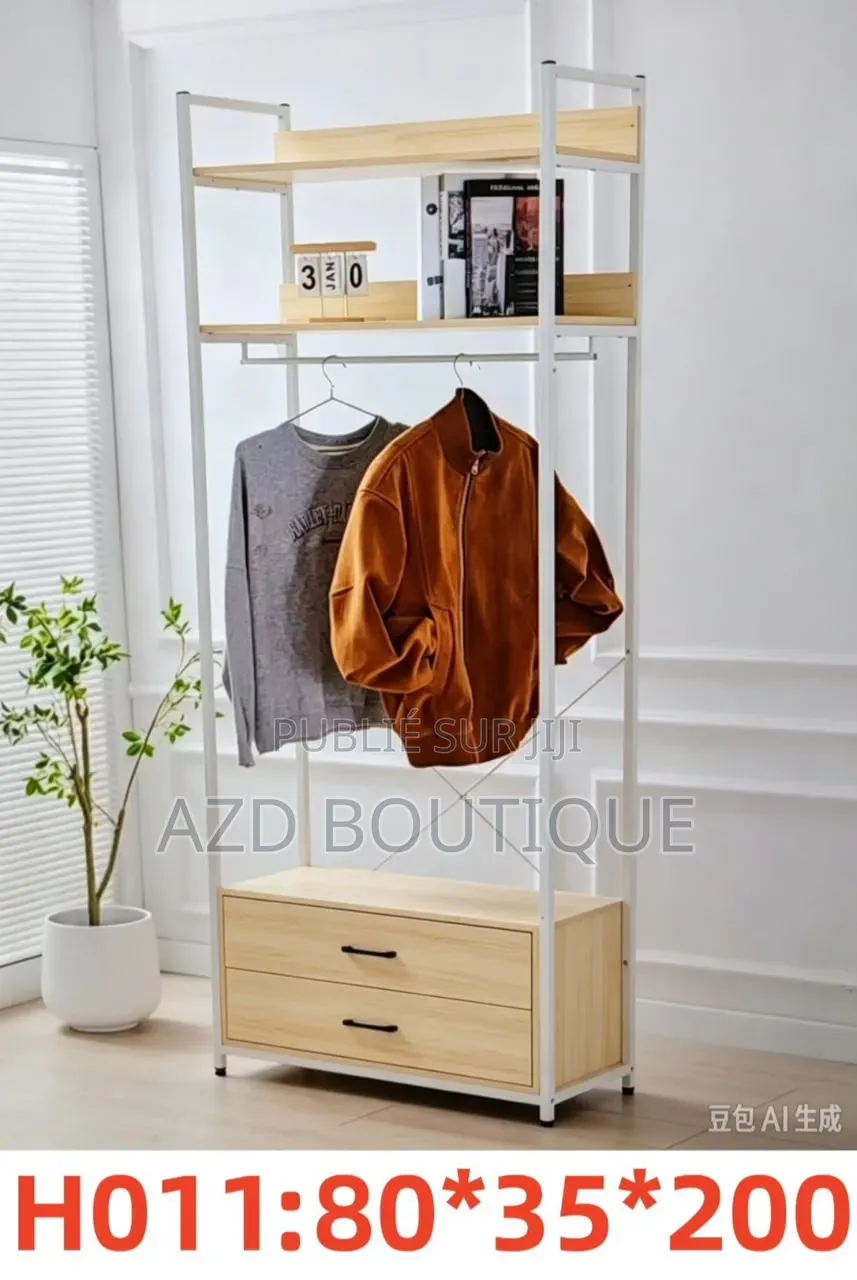Portant Penderie Style Scandinave Avec 2 Tiroirs