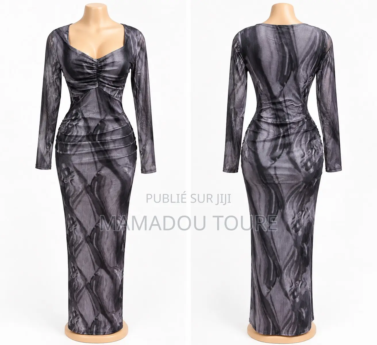 Robe Maxi Moulante Imprimée Marbrée – Élégance & Style Tendance