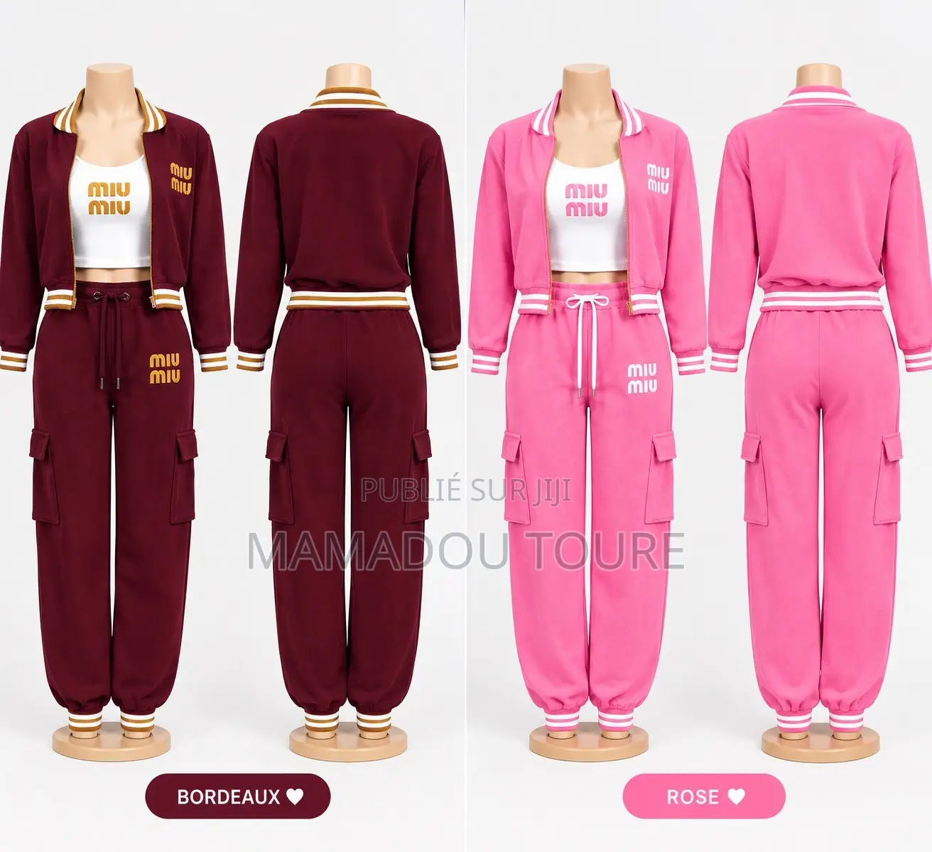 Ensemble Femme 3 Pièces Cargo – Bordeaux & Rose