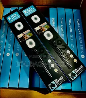 Perche Selfie Trépied K50+ (1m92) Double LED –(Idéal TikTok / Vlogs)
