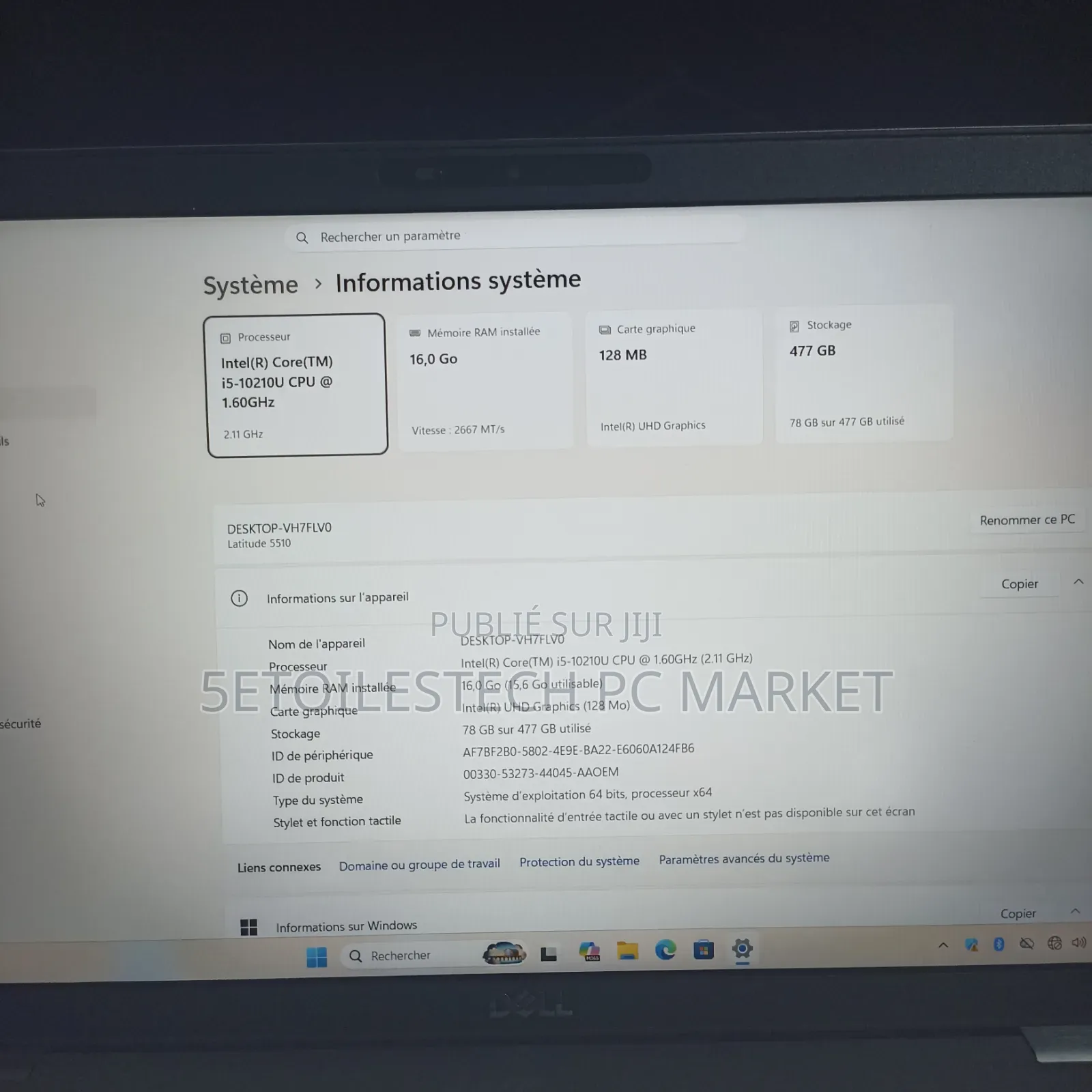 Nouveau Ordinateur portable Dell G15 5510 16GB Intel Core i5 SSD 512GB
