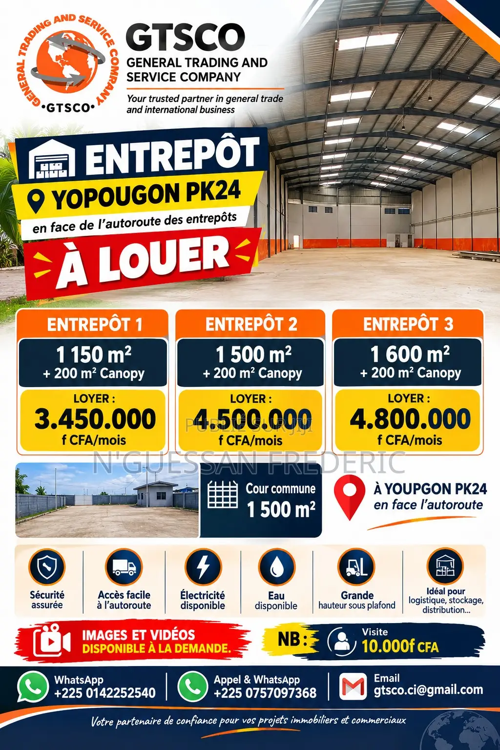 Entrepôt, Yopougon PK24 en Face De l'Autoroute Des Entrepôt Neuf À Lou