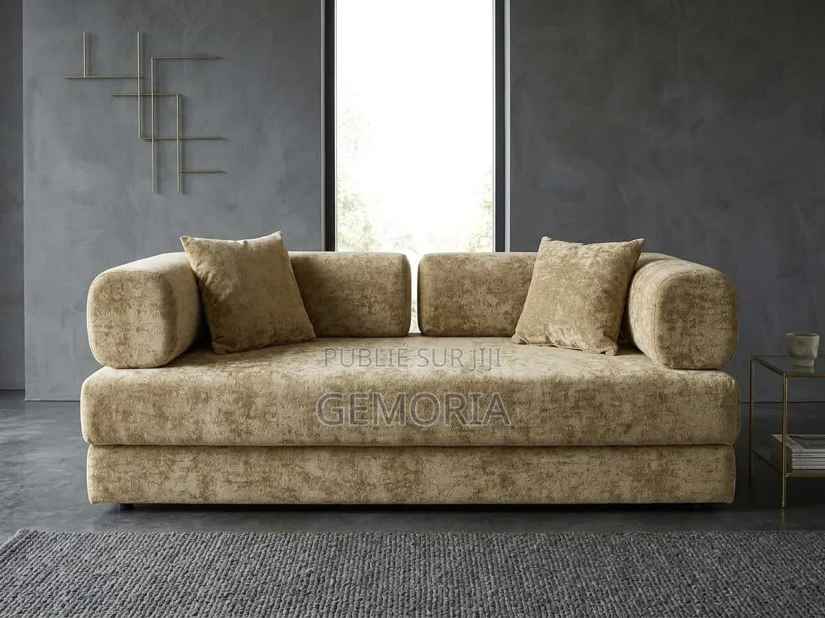 Canapé Design Lounge "Luxe & Sérénité" – Velours Chenille Beige Taupe