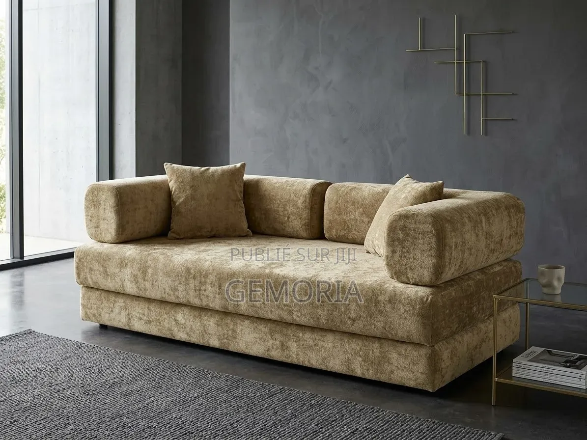 Canapé Design Lounge "Luxe & Sérénité" – Velours Chenille Beige Taupe