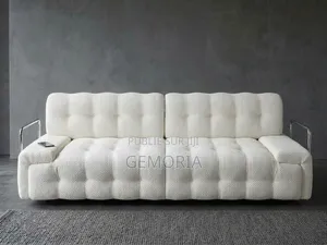 Canapé Capitonnée Moderniste "Pure Elegance" Tissu Relief Blanc Crème