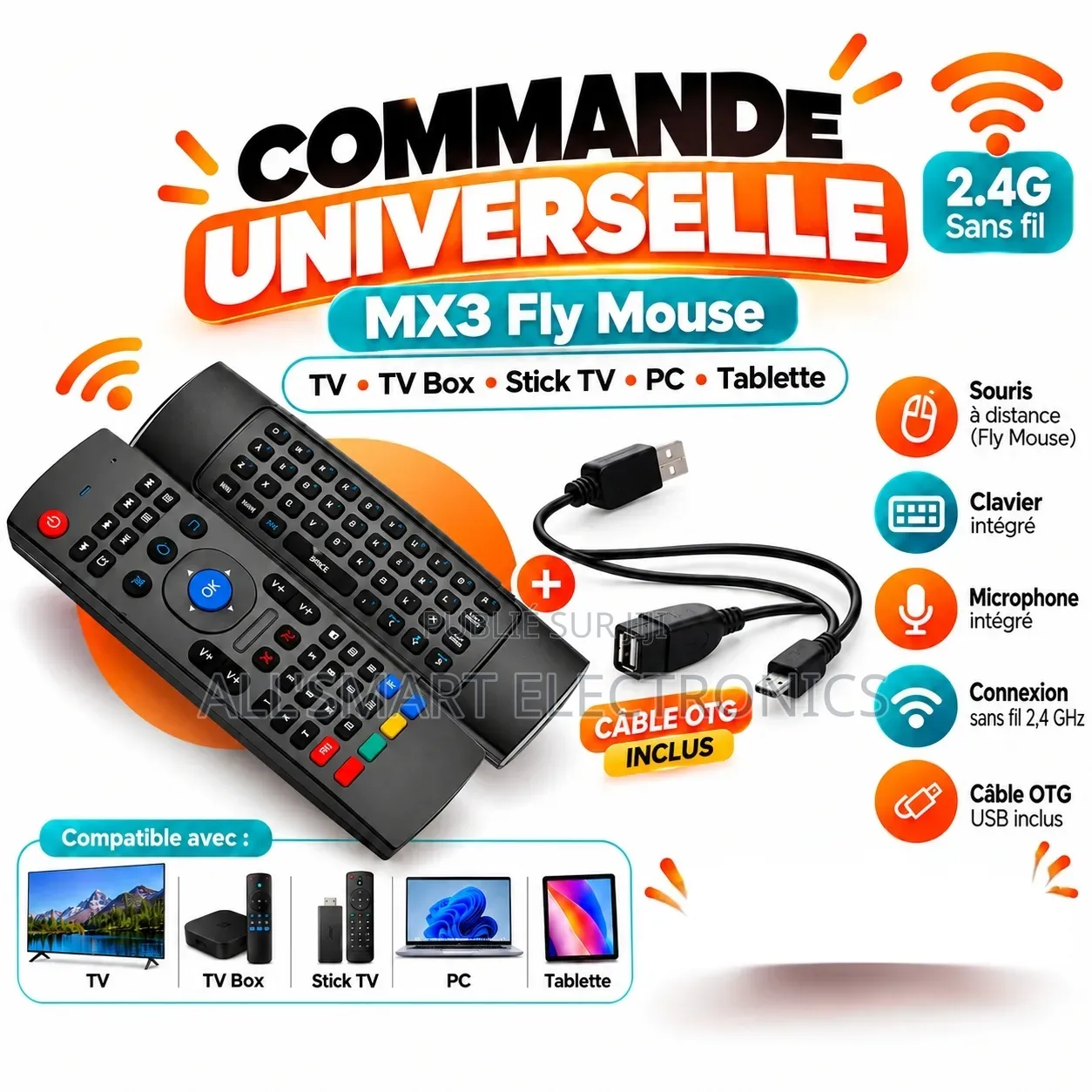 Télécommande Universelle Sans Fil Avec Câble Otg