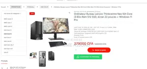 Nouveau Lenovo ThinkCentre Neo 50T 8GB Intel Core i3 SSD 512GB