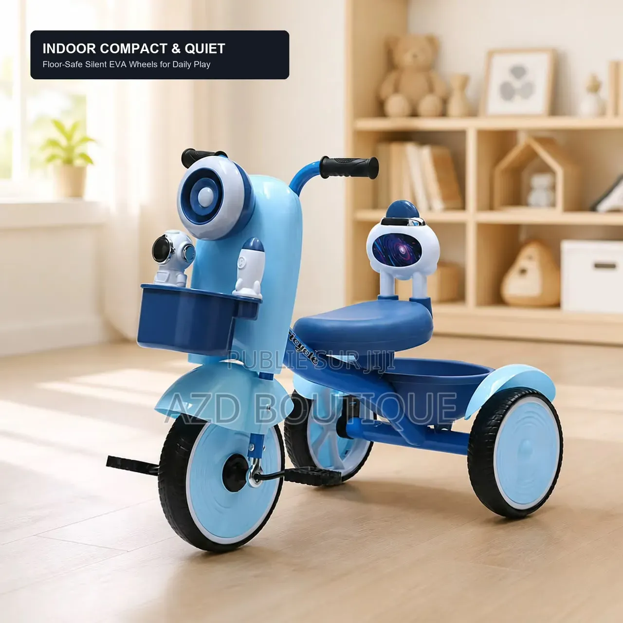 Vélo Tricycle Sonorisé Avec Pédales Et Panier De Rangement