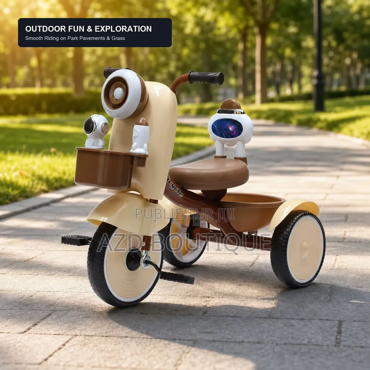 Vélo Tricycle Sonorisé Avec Pédales Et Panier De Rangement
